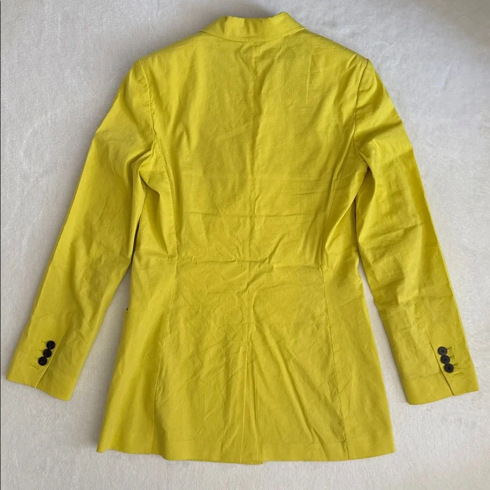 Theory | Linen Double Breasted Tailor Jacket Bright Lime Eco Crunch Wash $535 - Picture 10 of 16